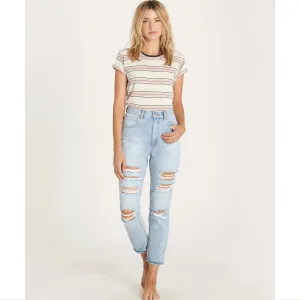 Billabong Women's Cheeky Denim High Waisted Destructed Jeans | Water
