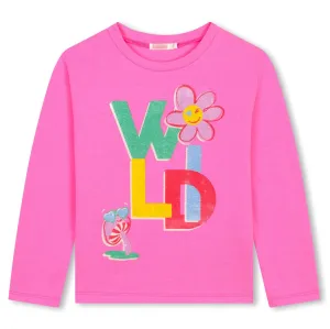 Billieblush Long Sleeve Pink T-Shirt W/ Wild Print