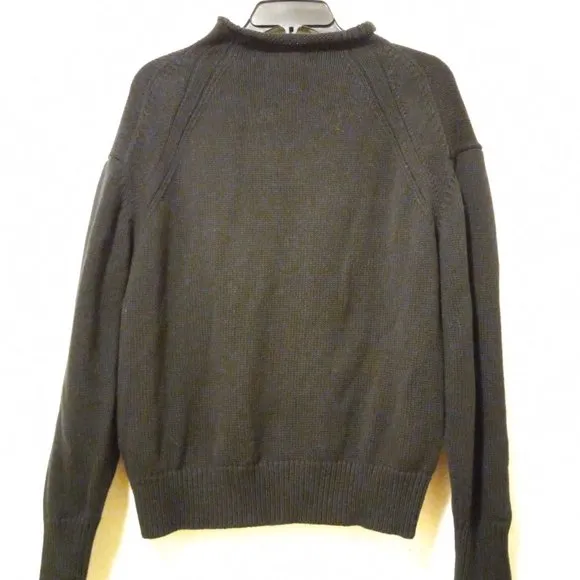 Black 100% Cotton Rolled Mock Neck Sweater Essentials Capsule Classic Minimalist