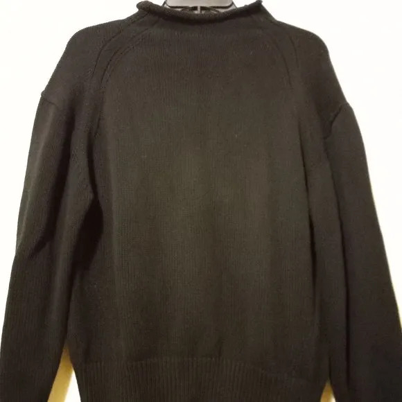 Black 100% Cotton Rolled Mock Neck Sweater Essentials Capsule Classic Minimalist