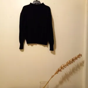 Black 100% Cotton Rolled Mock Neck Sweater Essentials Capsule Classic Minimalist