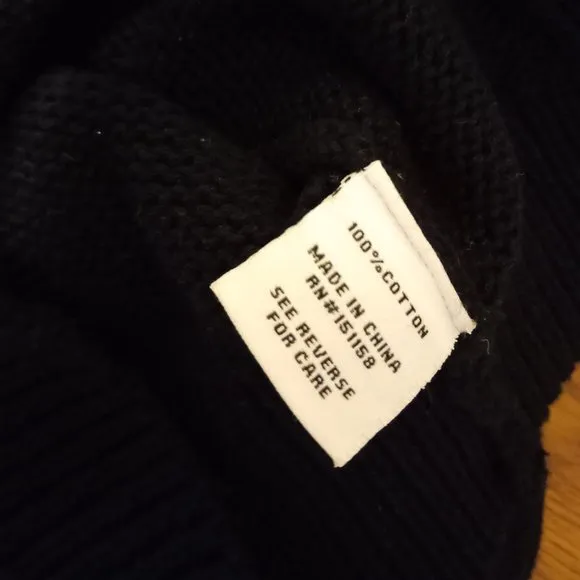 Black 100% Cotton Rolled Mock Neck Sweater Essentials Capsule Classic Minimalist