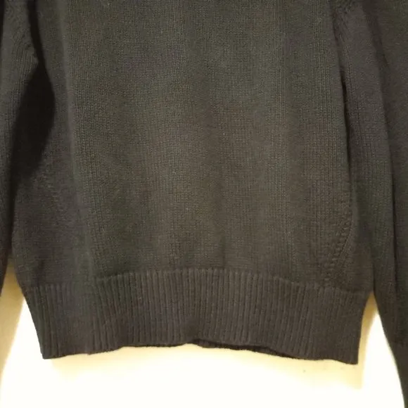 Black 100% Cotton Rolled Mock Neck Sweater Essentials Capsule Classic Minimalist