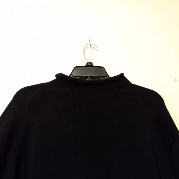 Black 100% Cotton Rolled Mock Neck Sweater Essentials Capsule Classic Minimalist