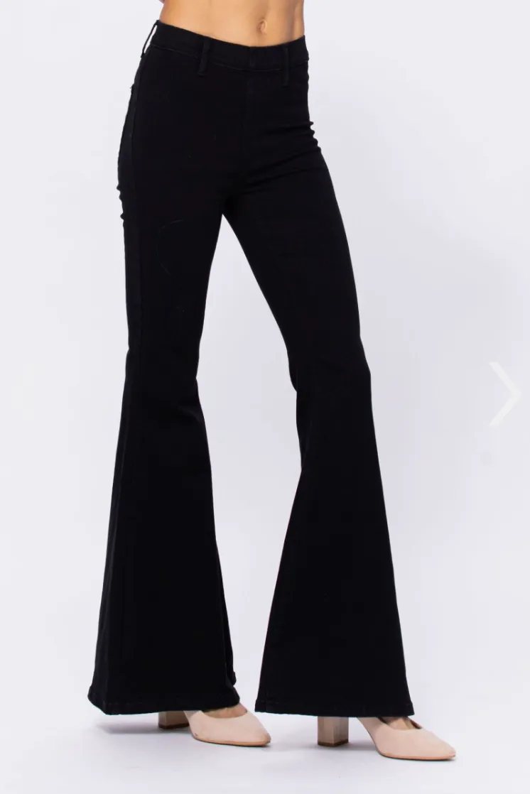 Black Judy Blue Flare Pull On Jeans