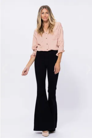 Black Judy Blue Flare Pull On Jeans