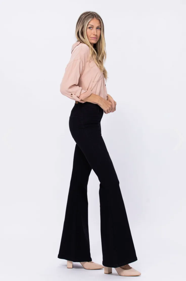 Black Judy Blue Flare Pull On Jeans