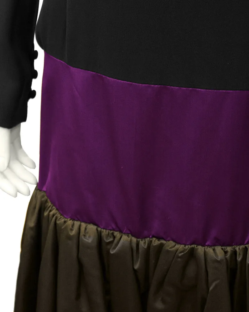 Black Off the Shoulder Tri-Color Gown