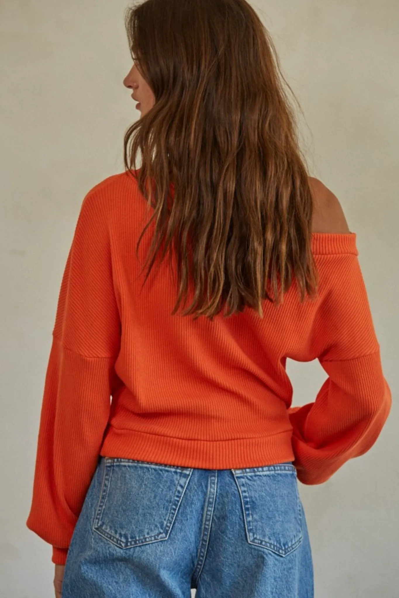 Blood Orange off the shoulder sweater