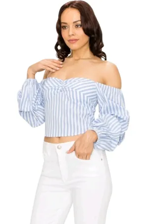 Blue and White Striped Top
