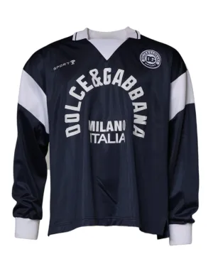 Blue Logo Jersey Collared Pullover Sweater