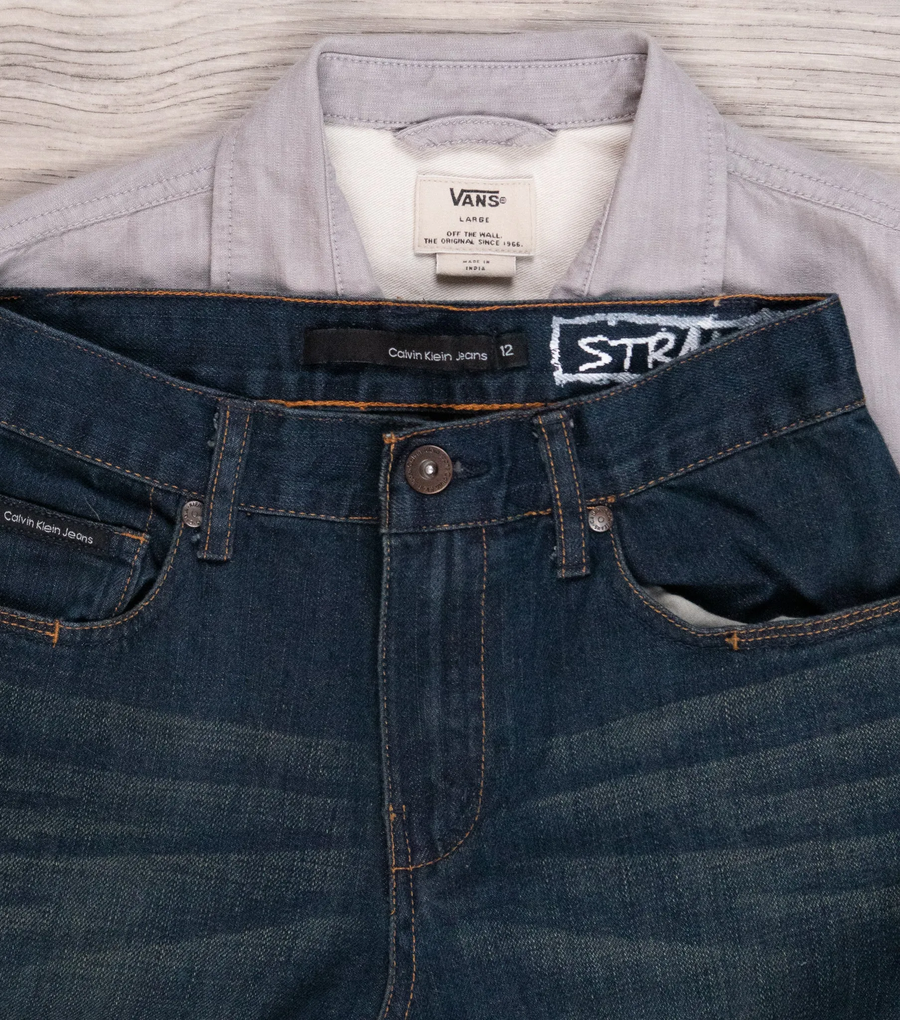 BOY SIZE 12 YEARS - VAN'S / CALVIN KLEIN, 2 Piece Mix N Match Outfit EUC B24