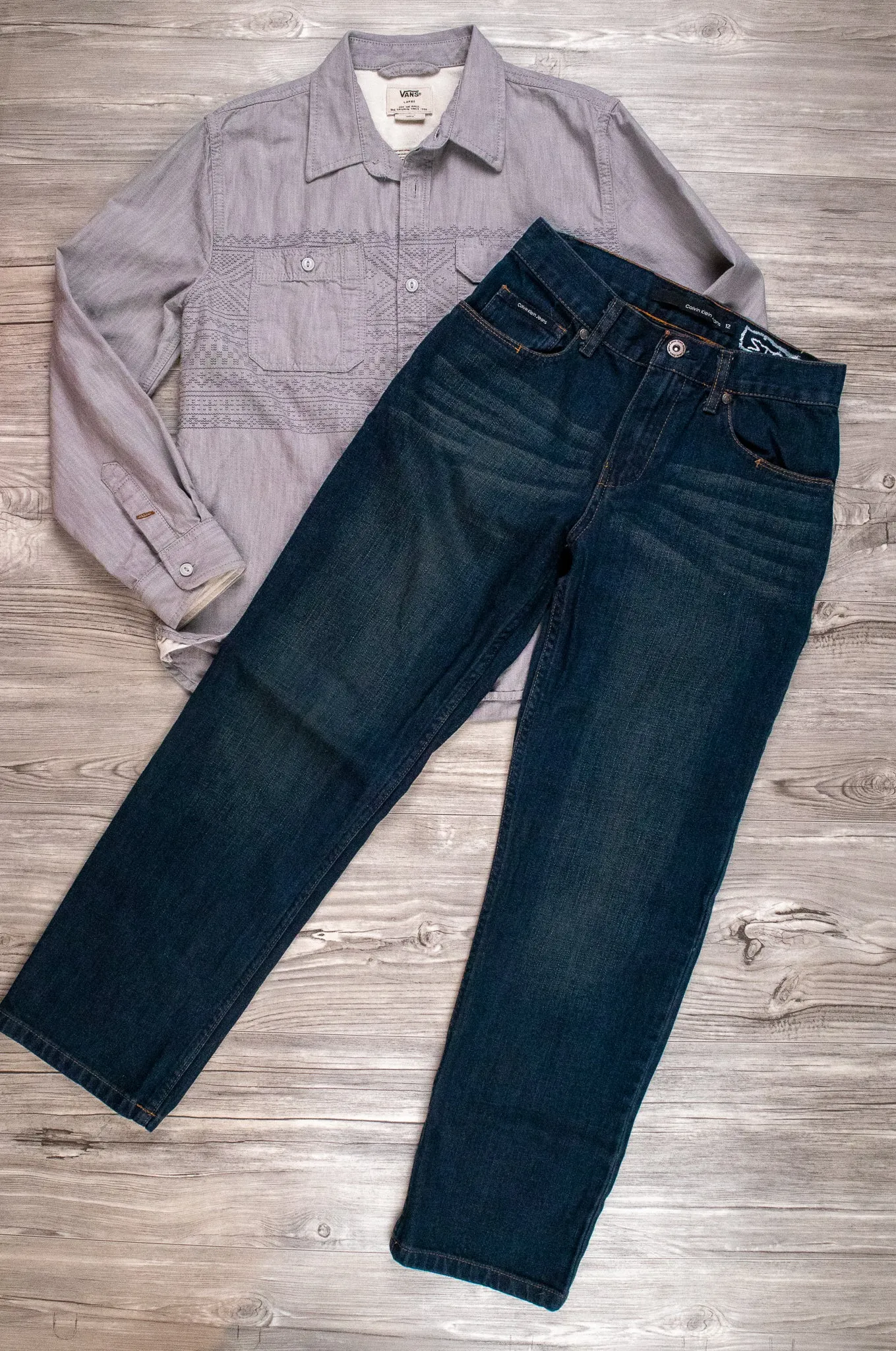 BOY SIZE 12 YEARS - VAN'S / CALVIN KLEIN, 2 Piece Mix N Match Outfit EUC B24