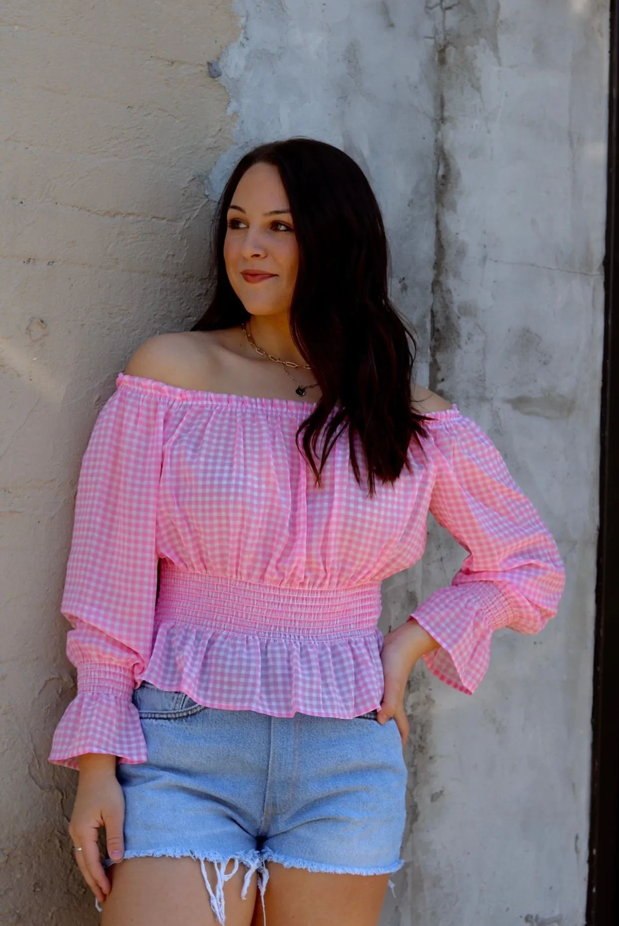 Breanna Gingham OTS Top