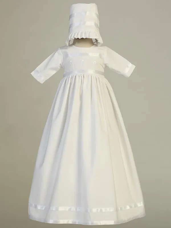 Bridget Embroidered Shamrock Cotton Christening Gown