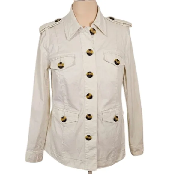 CAbi Kenya Utility Jacket in Bone White Size Small