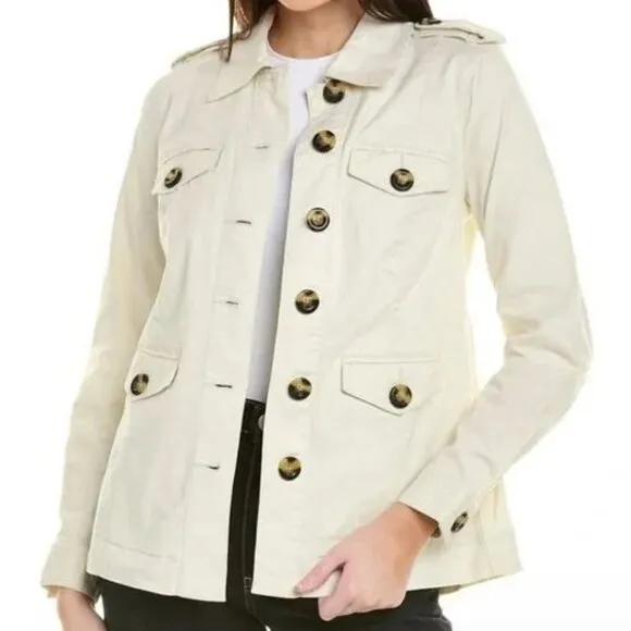 CAbi Kenya Utility Jacket in Bone White Size Small