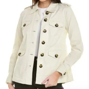 CAbi Kenya Utility Jacket in Bone White Size Small