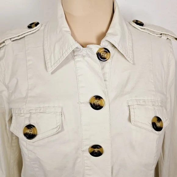 CAbi Kenya Utility Jacket in Bone White Size Small