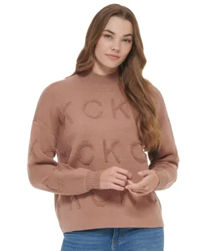 Calvin Klein Women's Tonal Logo Mock Neck Sweater M2XS5708