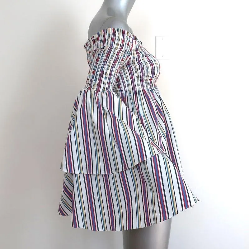 Caroline Constas Appolonia Off the Shoulder Top White/Multi Striped Size Small