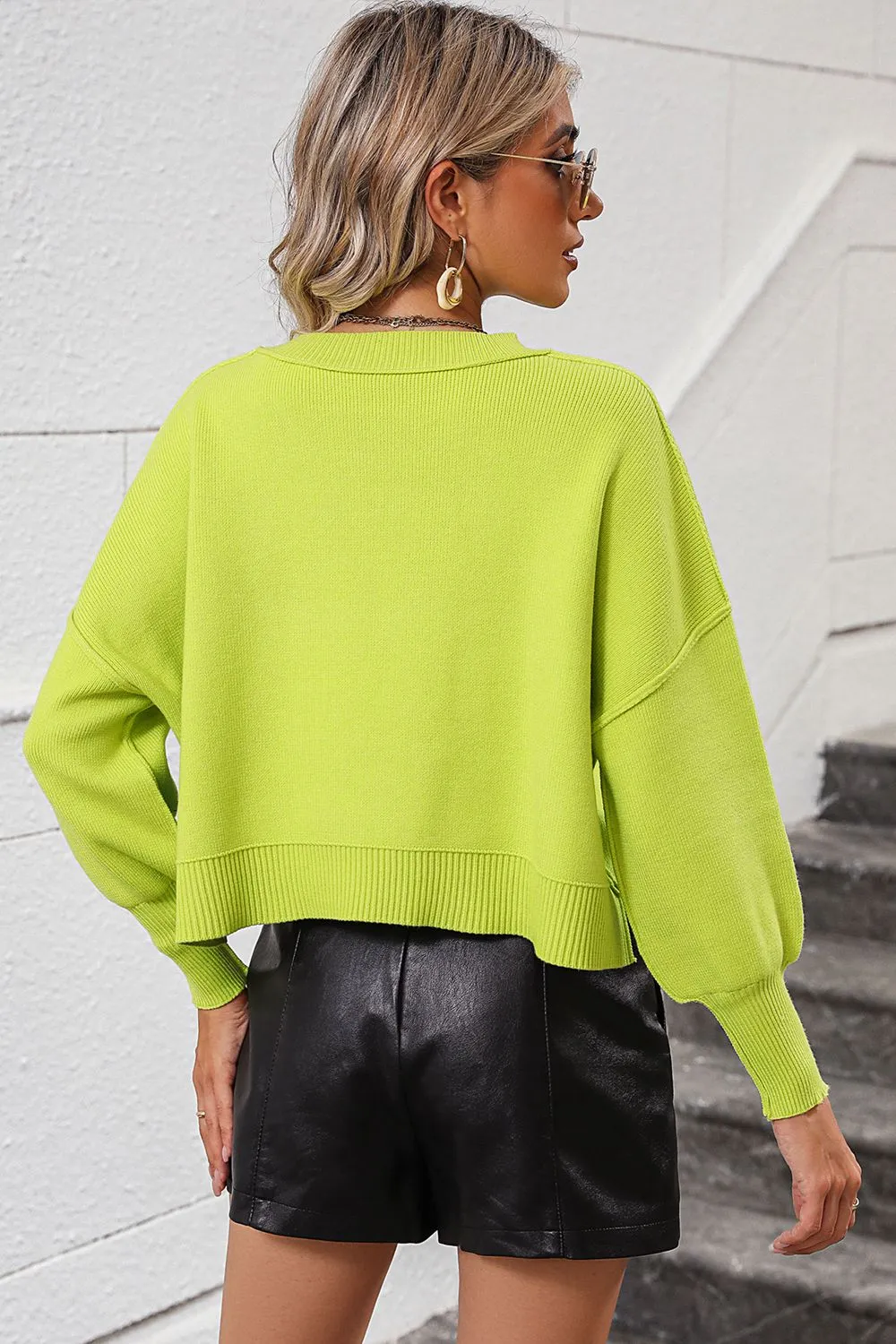 Catalina Pullover Sweater- 6 Colors (Lime, Black, White, Blue, Red Orange, Beige)