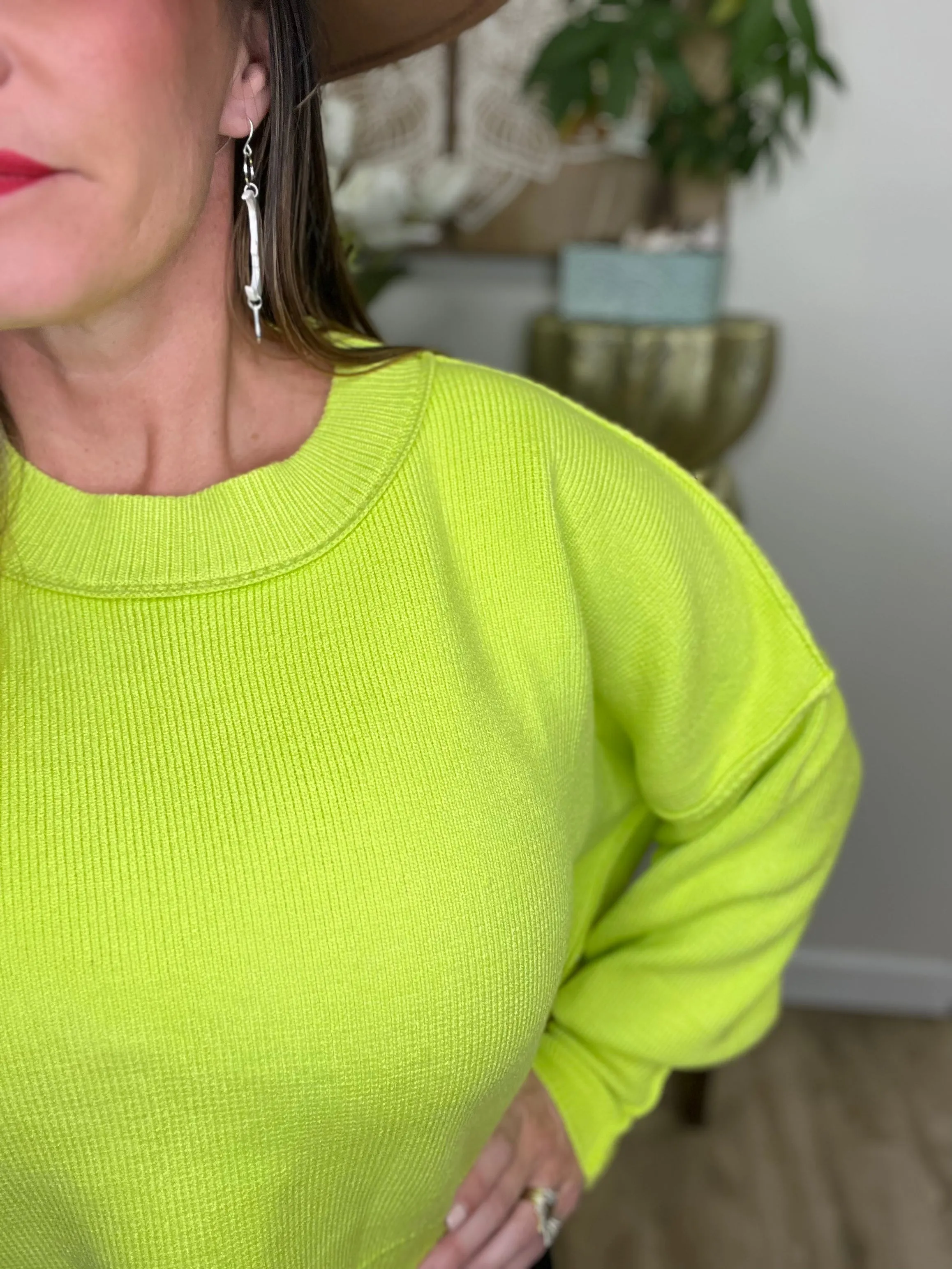 Catalina Pullover Sweater- 6 Colors (Lime, Black, White, Blue, Red Orange, Beige)