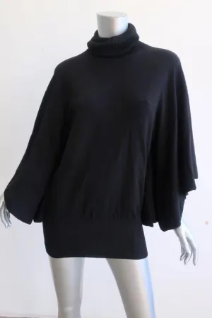 Catherine Malandrino Turtleneck Sweater Black Size Small Batwing Pullover