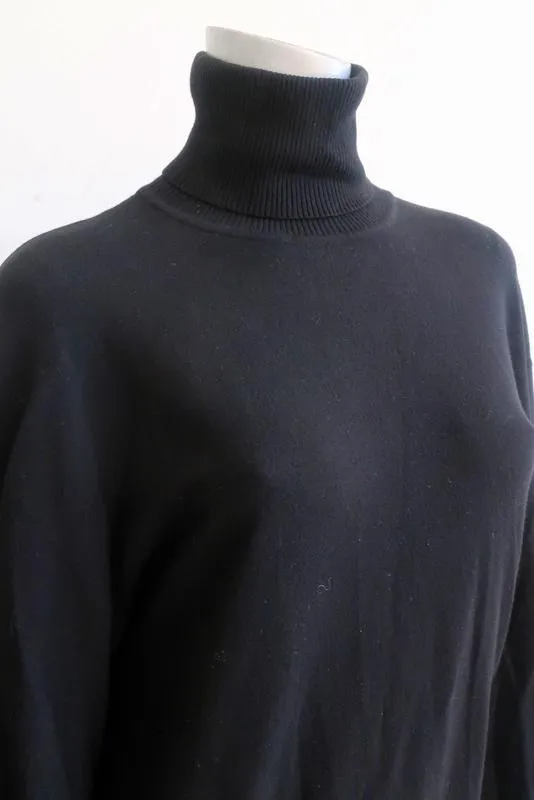 Catherine Malandrino Turtleneck Sweater Black Size Small Batwing Pullover