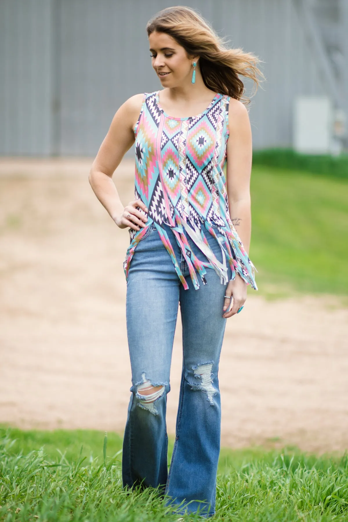 Cello High Rise Side Slit Flare Jeans