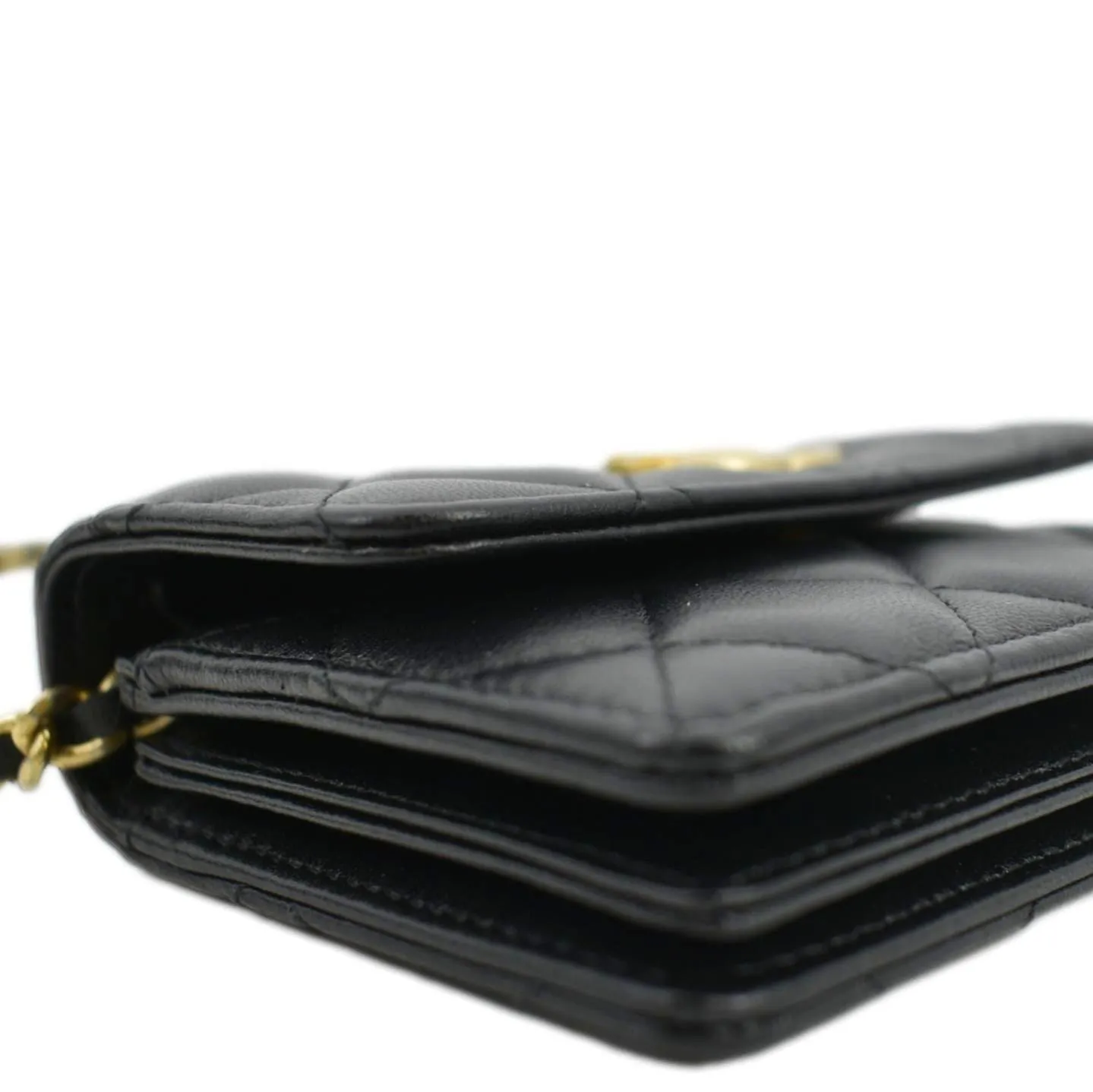 CHANEL Pearl Mini Quilted Leather Top Handle Shoulder Bag Black