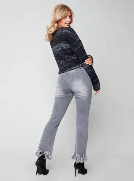 Charlie B. Fringe Hem Straight Leg Jeans
