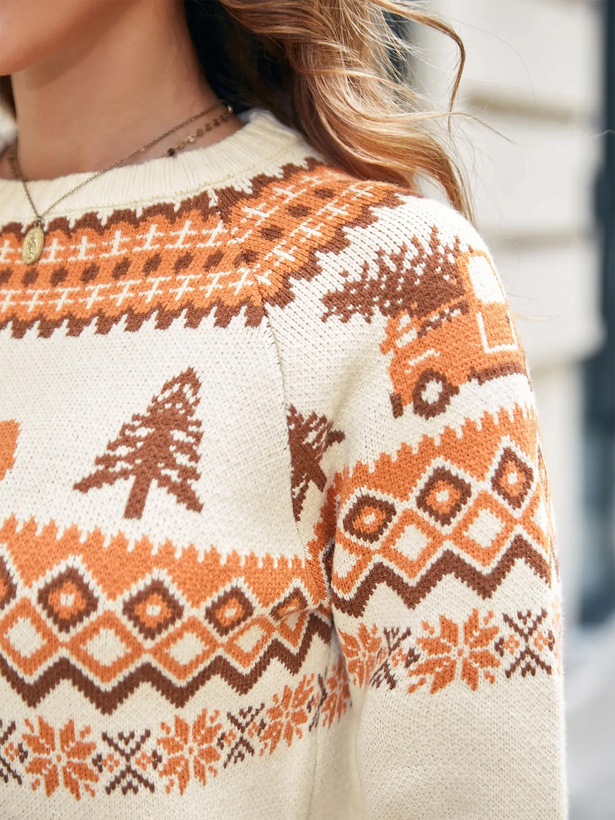 Christmas Snowflake Truck Pattern Pullover