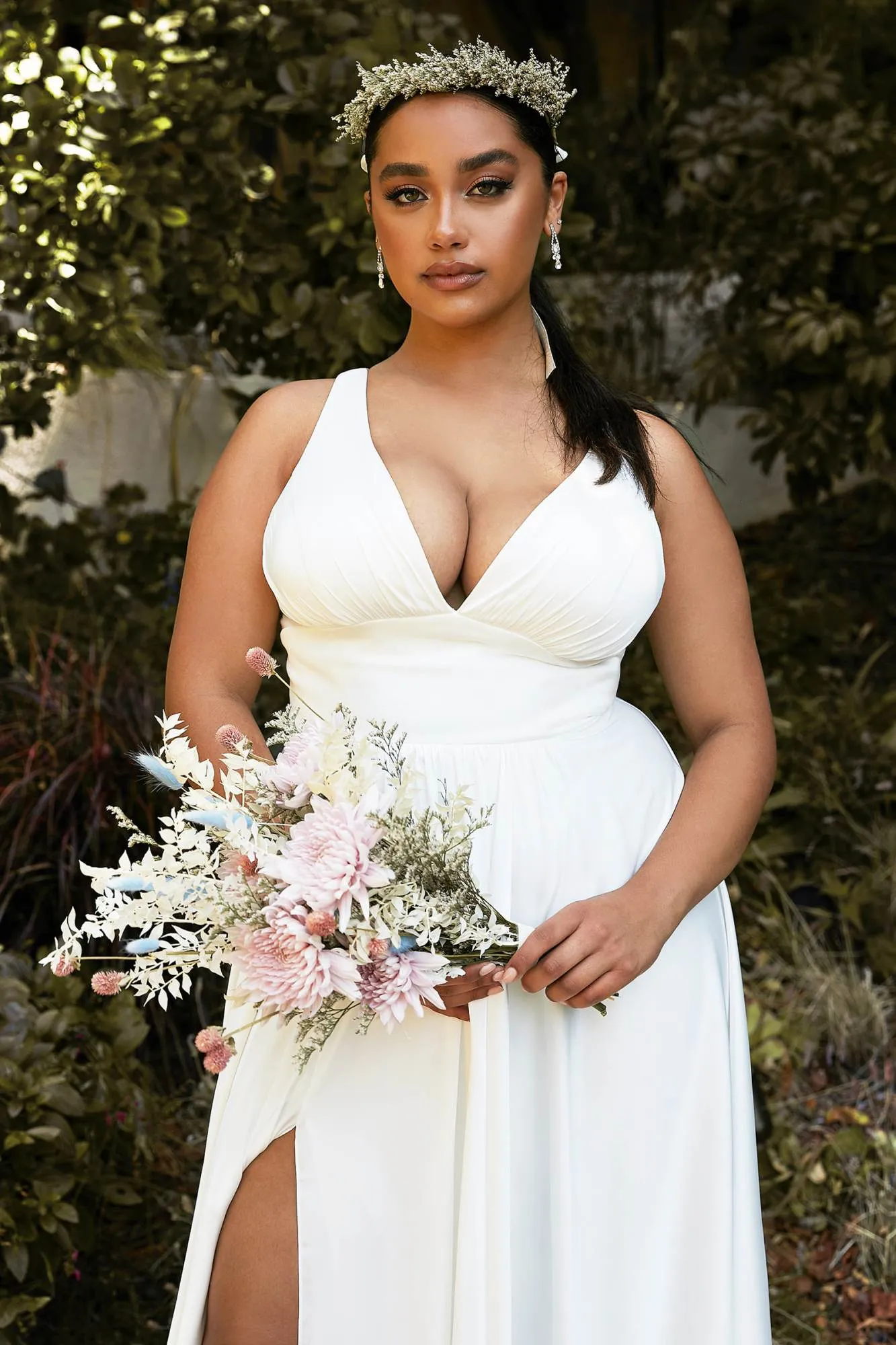 Cinderella Divine 7469WW Long Formal A-Line Satin Dress