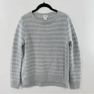 Club Monaco 100% Cashmere Sweater in Gray/ Cream Tones, Size Large