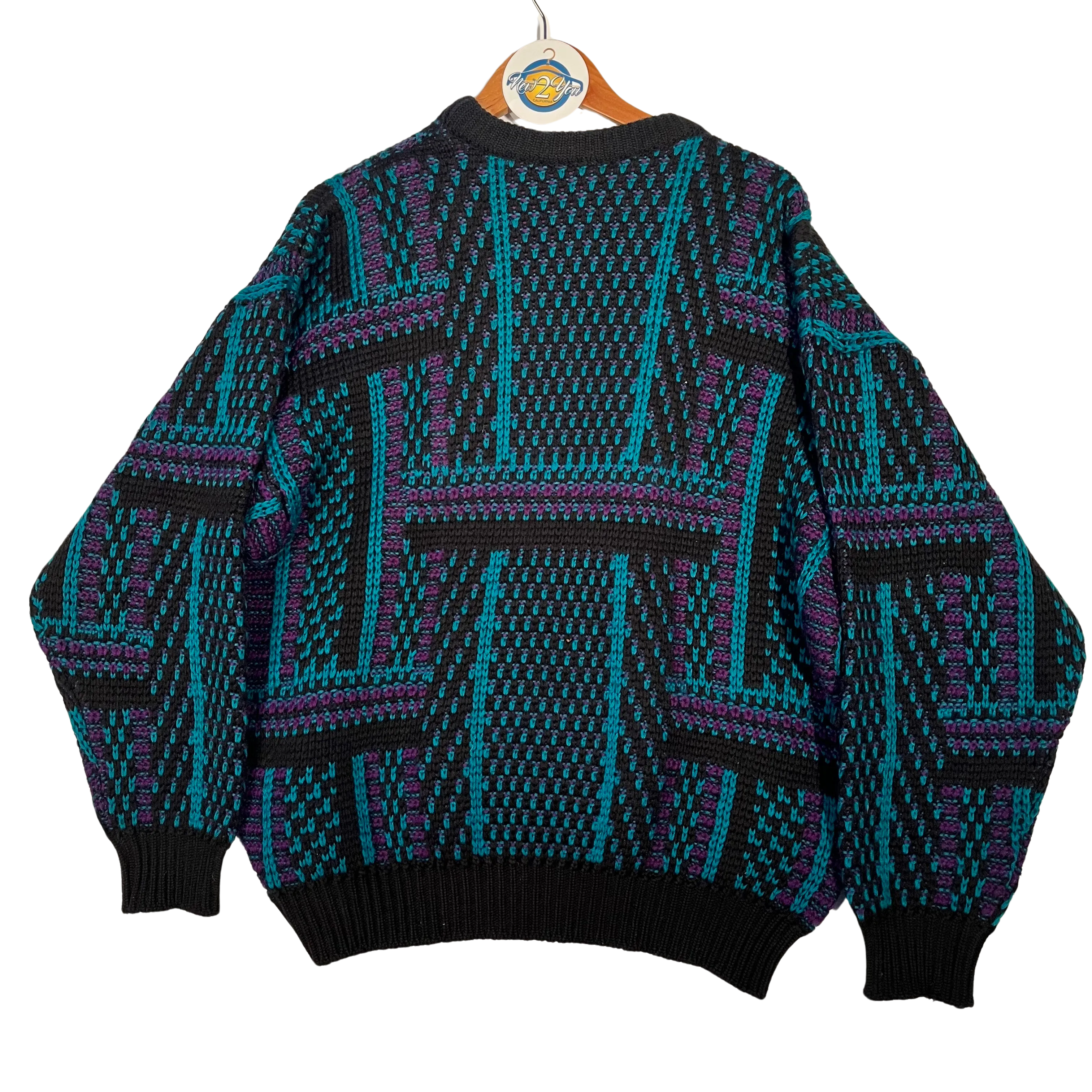 Coogi Pure Wool Purple and Green Crewneck Sweater
