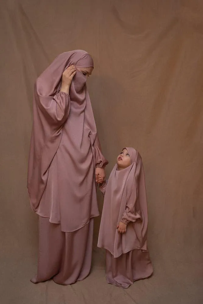 Coraal KIDS prayer gown from "Mommy and me prayer khimar collection" in light pink
