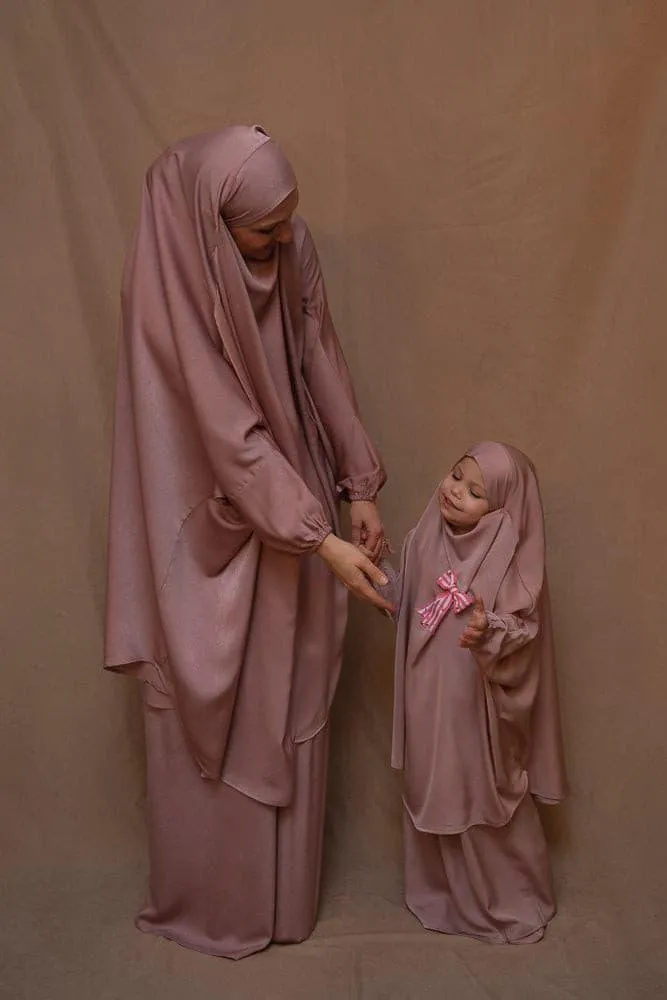 Coraal KIDS prayer gown from "Mommy and me prayer khimar collection" in light pink
