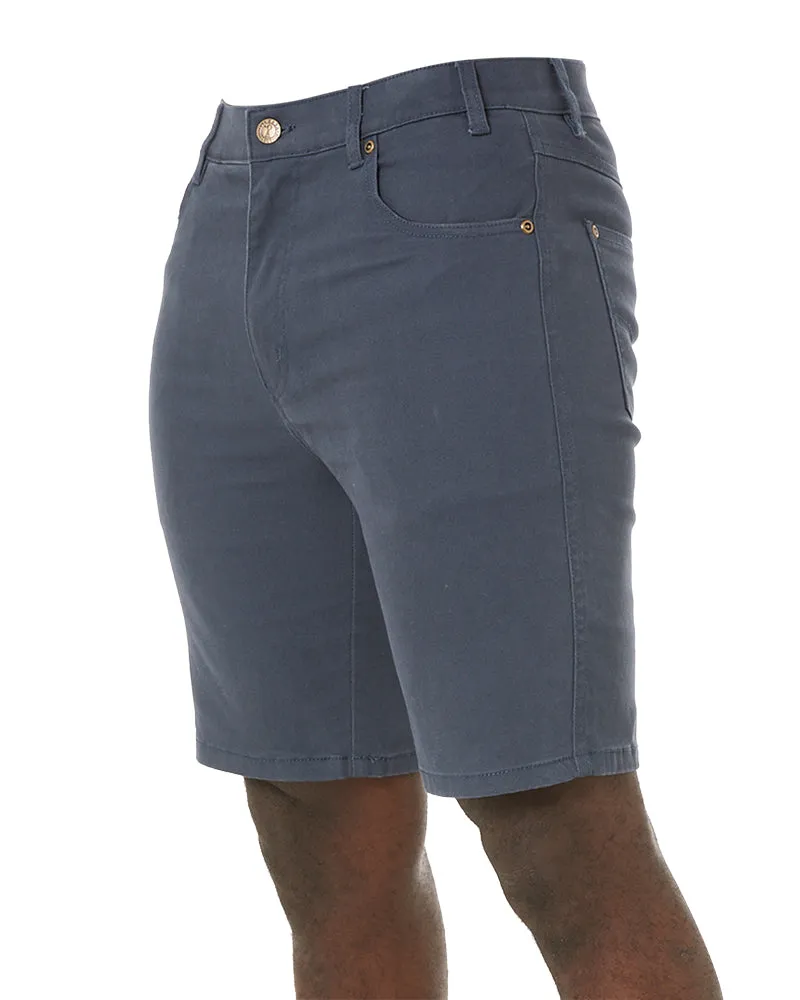 Cotton Stretch Jean Short - Gunmetal Blue