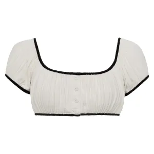 Cream (Black Binded) Terry Rib Bandita Bikini Top