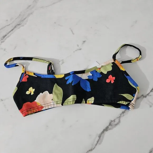 Danielle Bernstein x WeWoreWhat Black Multi Tropicana Pull-On Bra Top Size S