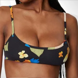 Danielle Bernstein x WeWoreWhat Black Multi Tropicana Pull-On Bra Top Size S