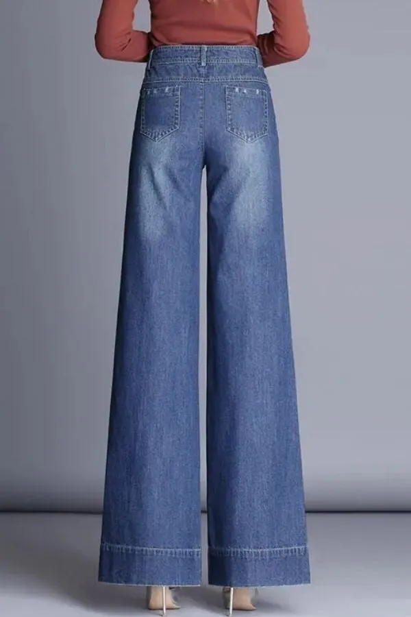 Denim High Waisted Wide Leg Jeans
