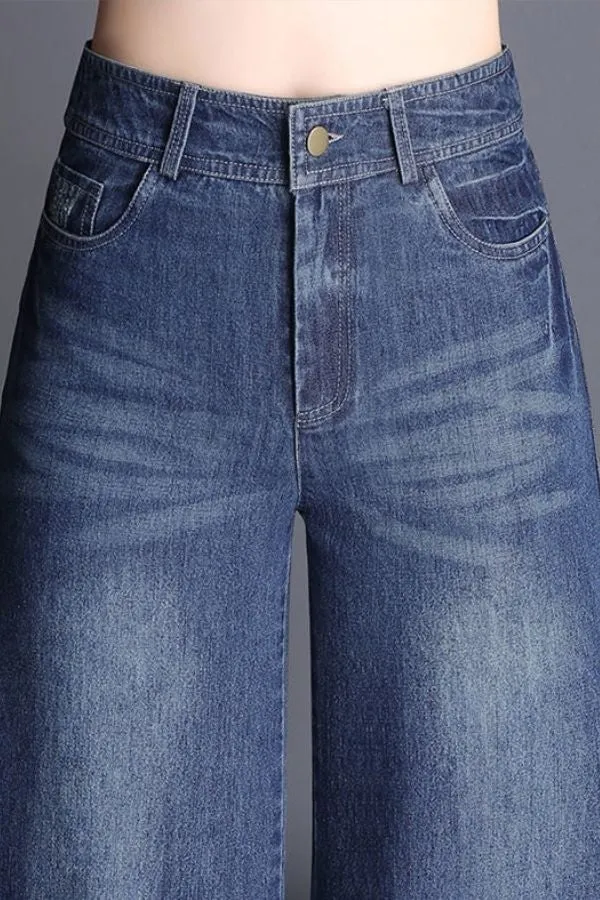 Denim High Waisted Wide Leg Jeans