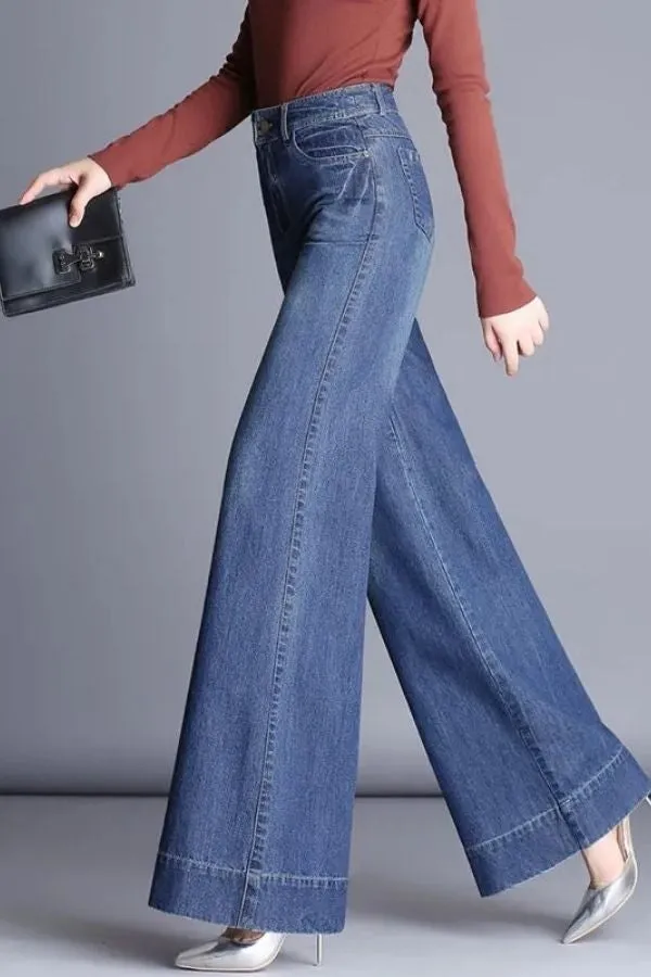 Denim High Waisted Wide Leg Jeans
