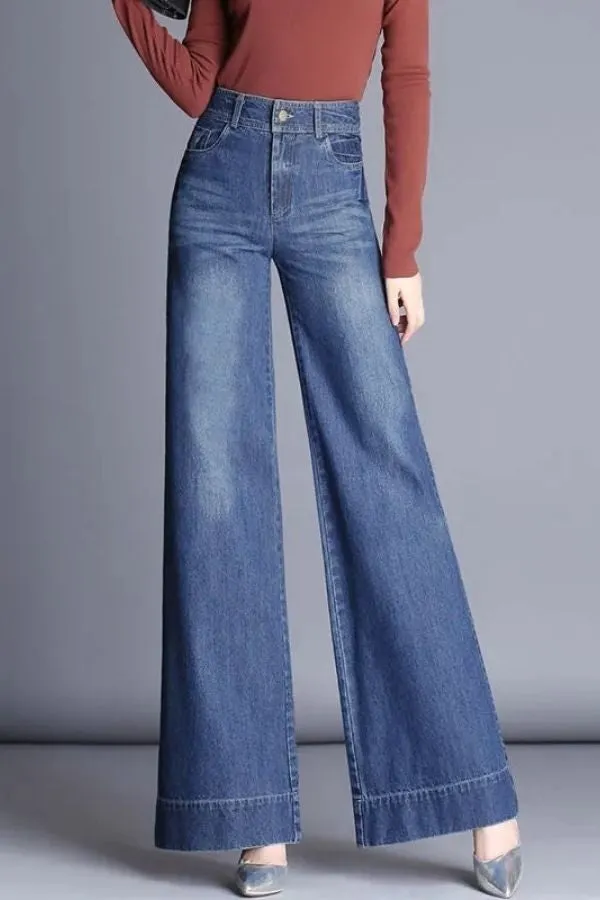 Denim High Waisted Wide Leg Jeans