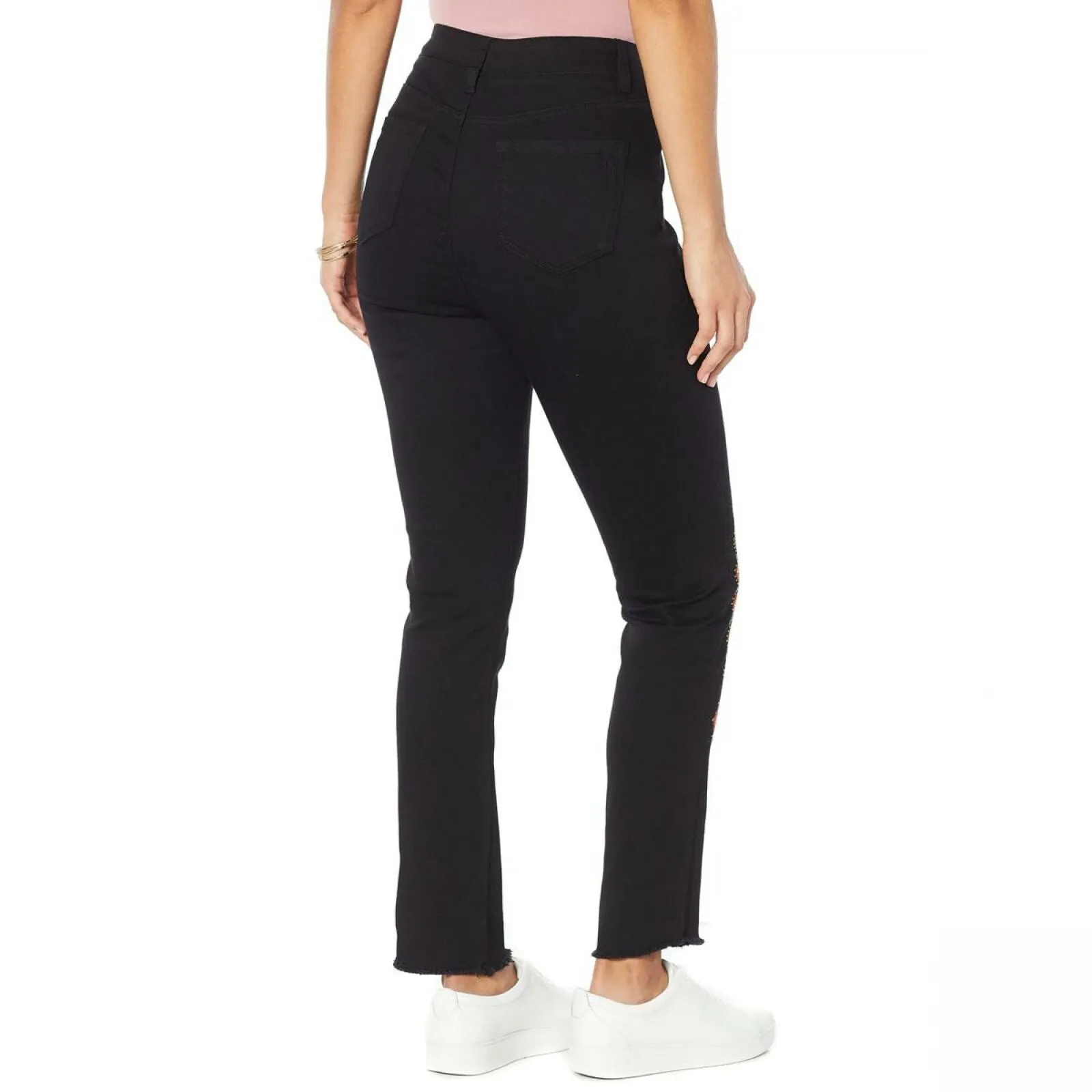 DG2 by Diane Gilman Women's Tall Embroidered Pull On Exposed Button Jeans