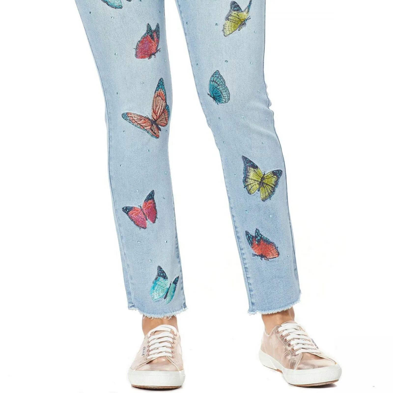 DG2 by Diane Gilman Women's Tall Embroidered Pull On Exposed Button Jeans