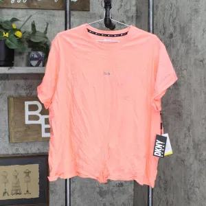 Dkny Sport Plus Size Knot-Front Metallic Logo T-Shirt DPPT8521 Atomic Pink 1X
