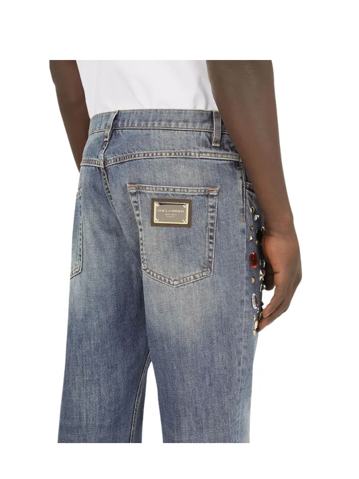 Dolce & Gabbana studded straight leg jeans